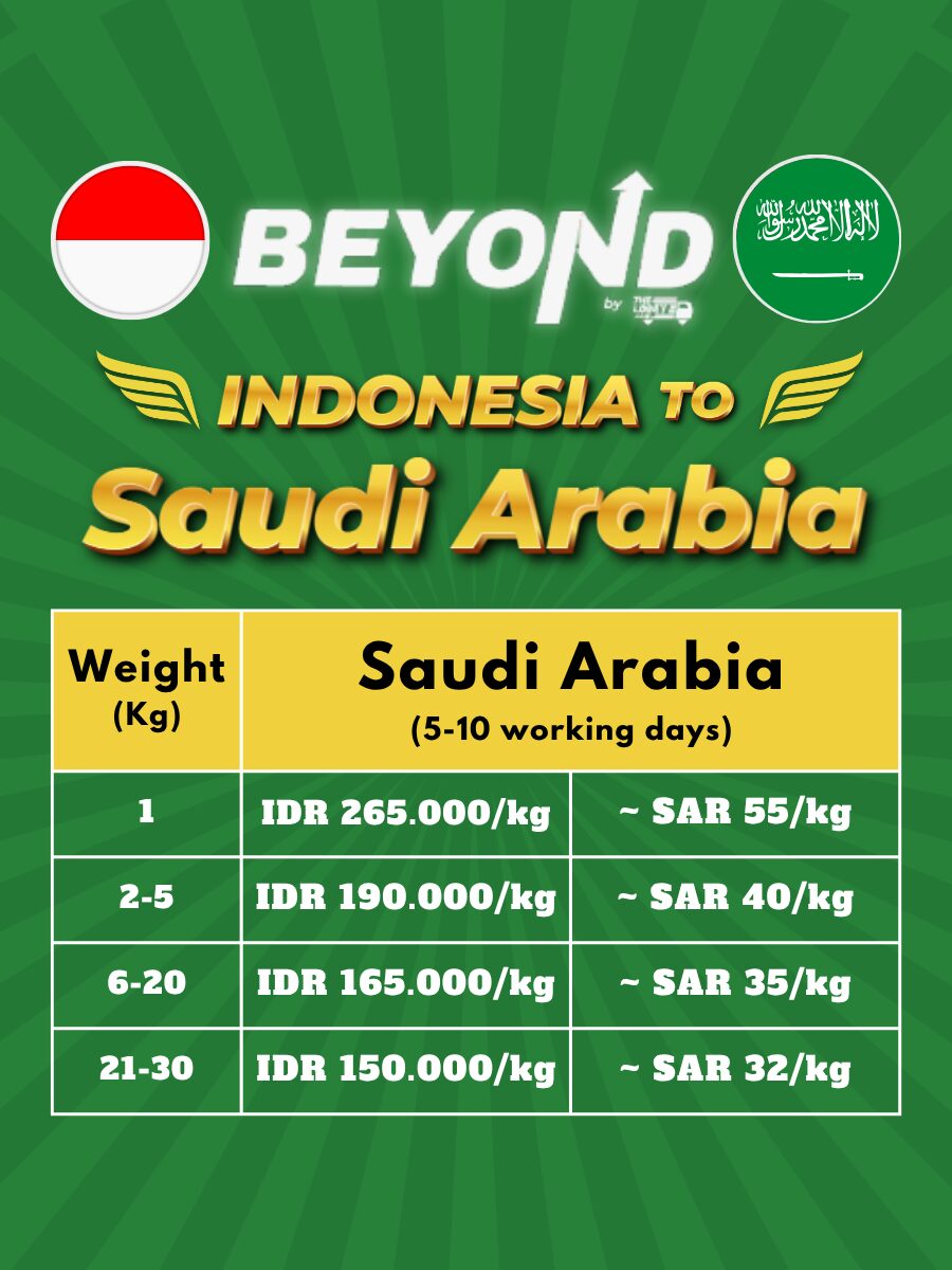 Shipping Price List Import from Indonesia to Saudi Arabia