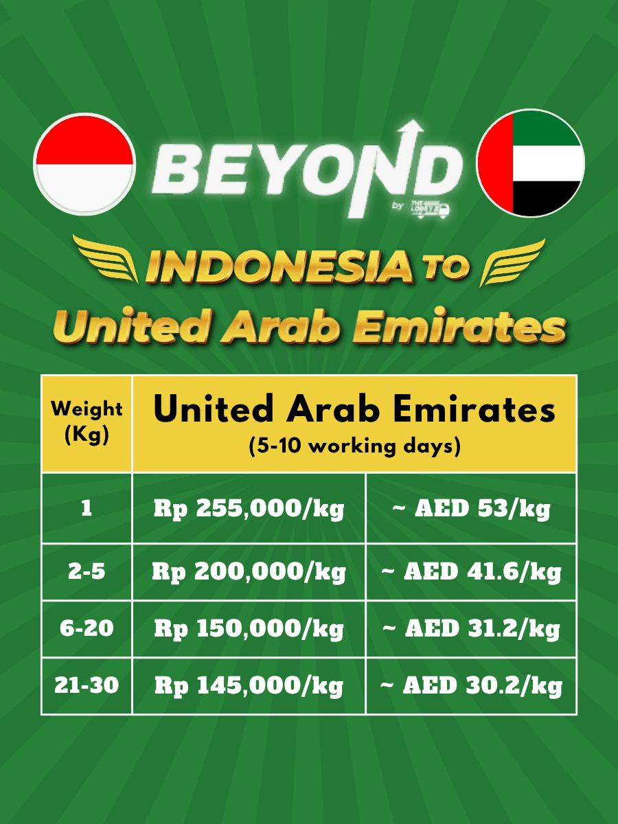 Shipping indonesia to dubai united arab emirate
