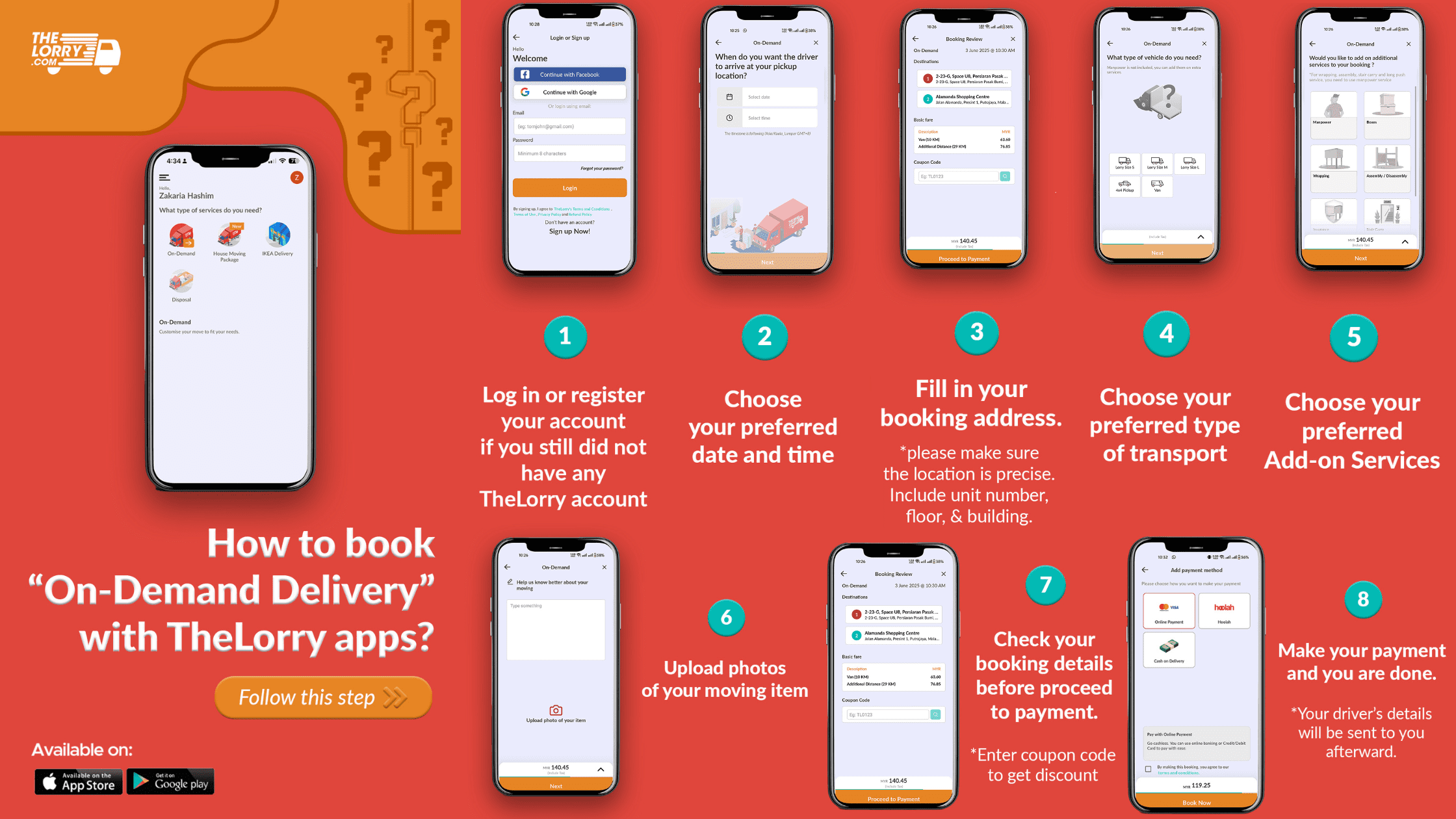 How to Book On-Demand Delivery, How to Book Lori Sewa, TheLorry App Guide